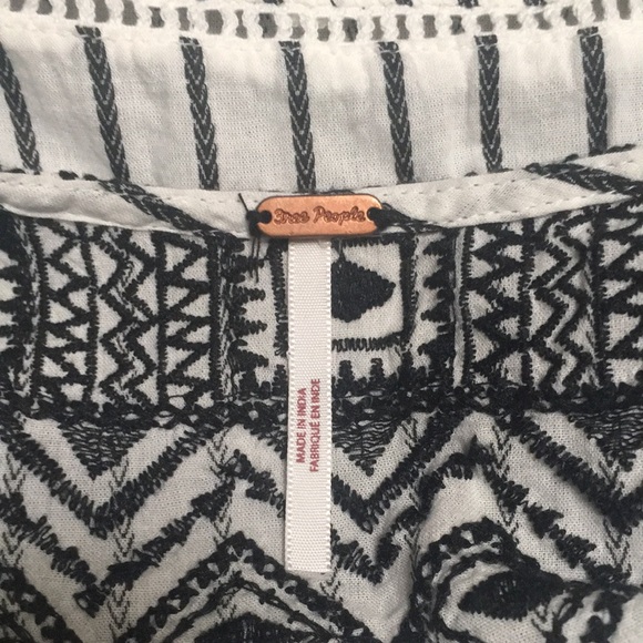 Free People Mini Dress Tunic Lola Tiered Off White & Black Embroidered Dress NWT - Picture 8 of 12